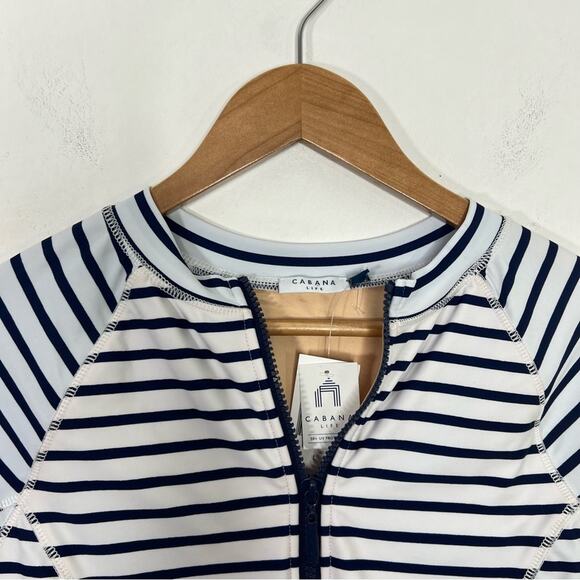 Cabana Life Navy striped zipup Unisuit 50+UPF Size Large NWT - Picture 4 of 12